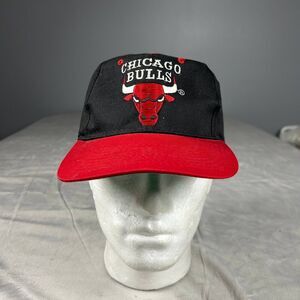 Vintage NBA Official Licensed Chicago Bulls Hat Cap Black Red NBA Snapback 90s